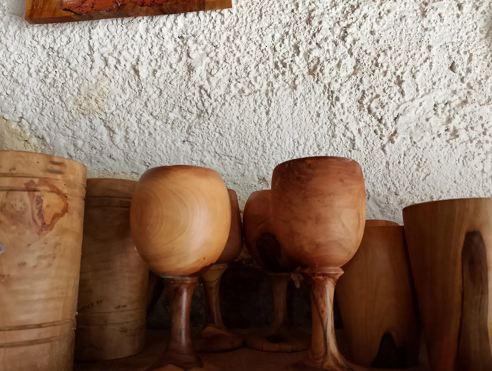 Turned olive wood goblets