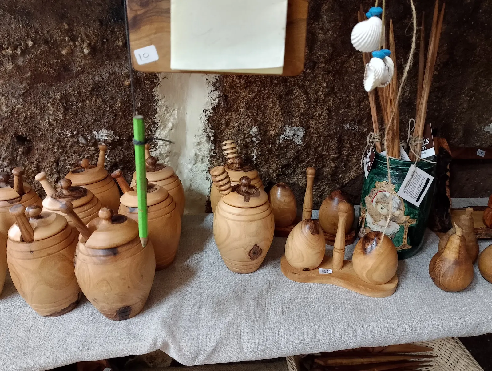 Honey pots on display